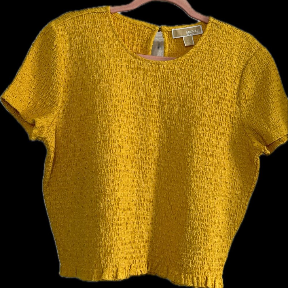 NWOT‎ / Michael Kors Smocked Short-Sleeve Crop Top / Womens Size XL